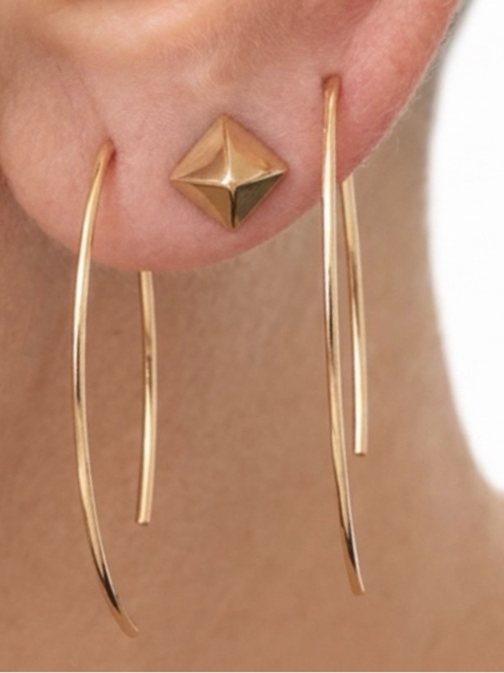 Real 14k Gold Wishbone Simple Thin Gold Earrings | Fine Jewelry Celebrity Style